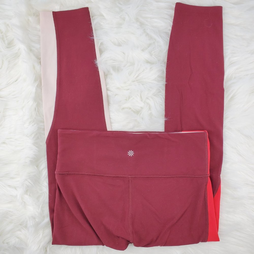 NWOT Athleta Red Colorblock Asym 7/8 Leggings - Picture 4 of 6